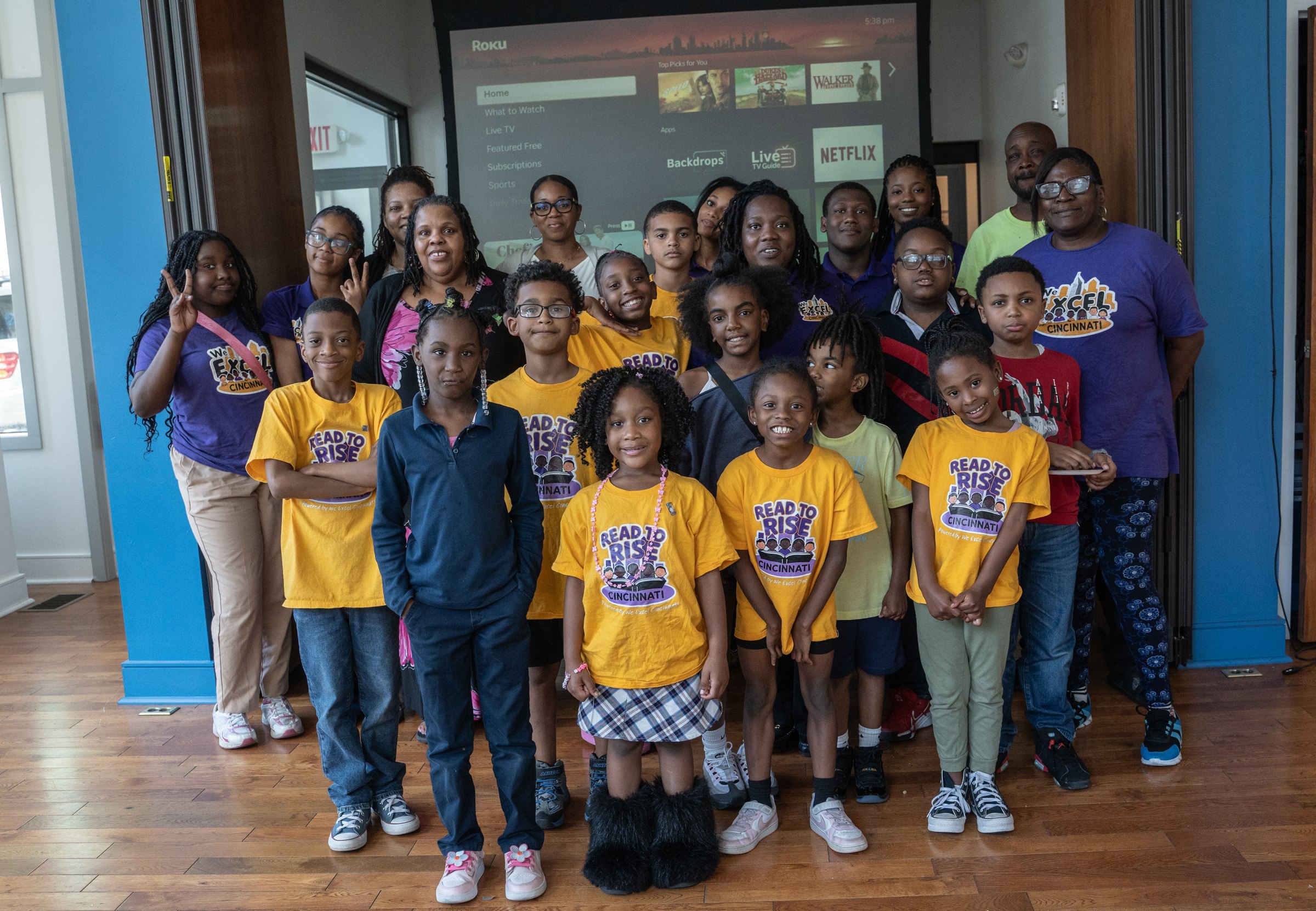 Read to Rise students, families, and We Excel Cincinnati staff gathered together